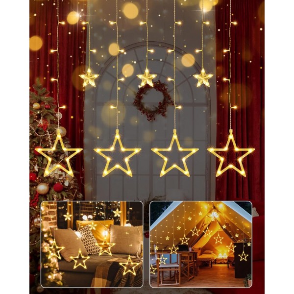 iShabao Christmas Star Curtain Lights, 138 LED Cur...