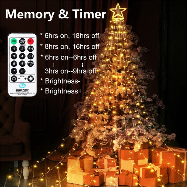 iShabao 317 LED Christmas Top Fairy Lights Bright Indoor with 8 Mode Function Mains Powered for Christmas Decorations (WarmWhite)