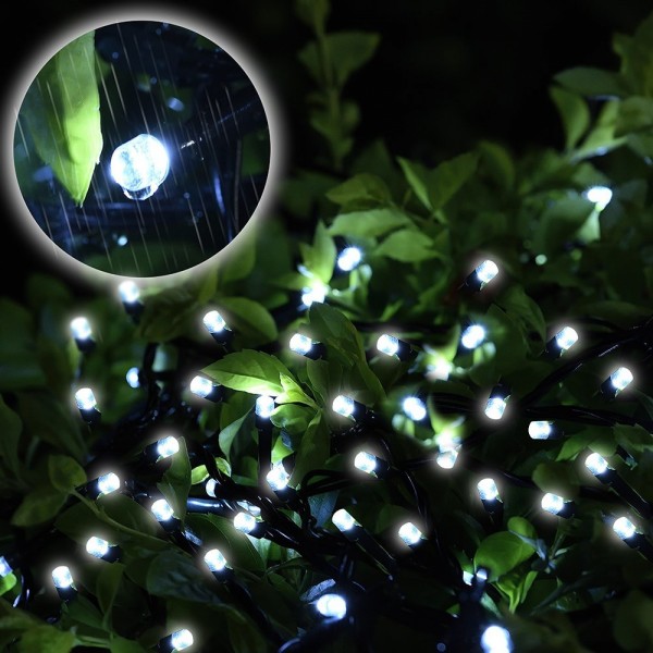 iShabao Outdoor Solar Fairy Lights, 72ft 200 LED Solar Christmas Lights, Waterproof 8 Modes Solar Powered String Lights for Christmas, Garden, Party, Fence, Balcony, Xmas Tree Decorations (White)