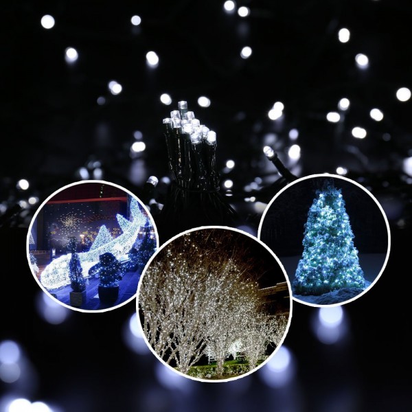 iShabao Outdoor Solar Fairy Lights, 72ft 200 LED Solar Christmas Lights, Waterproof 8 Modes Solar Powered String Lights for Christmas, Garden, Party, Fence, Balcony, Xmas Tree Decorations (White)